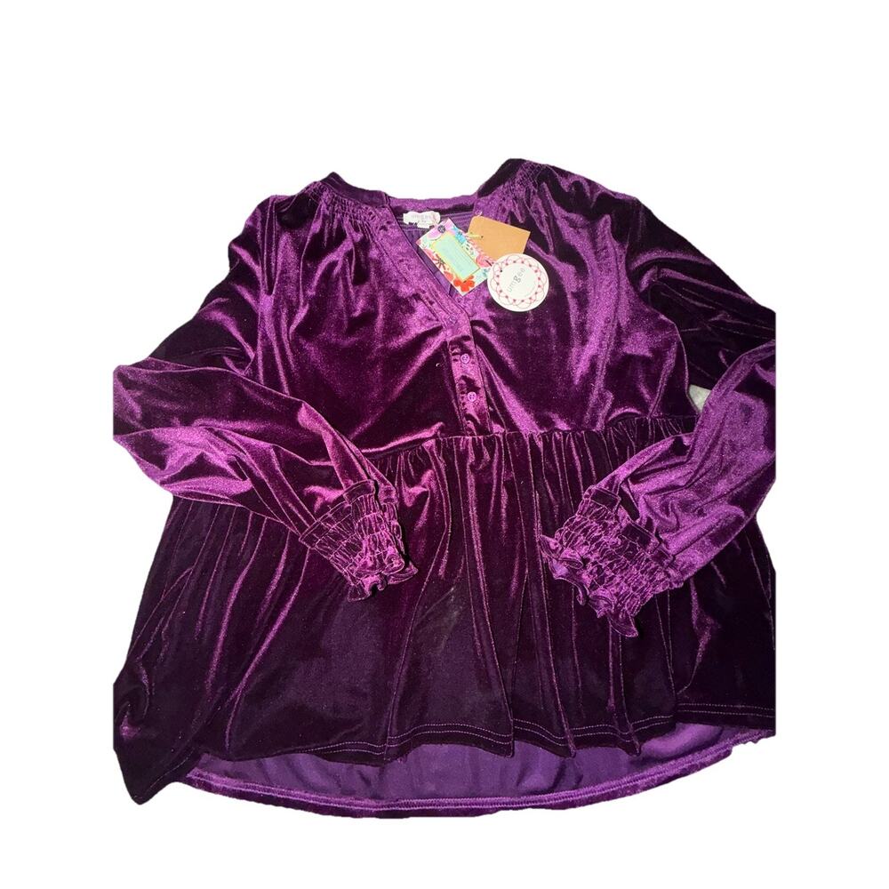 NWT UMGEE EGGPLANT PURPLE BABYDOLL TOP SIZE LARGE (V25) - Picture 4 of 4